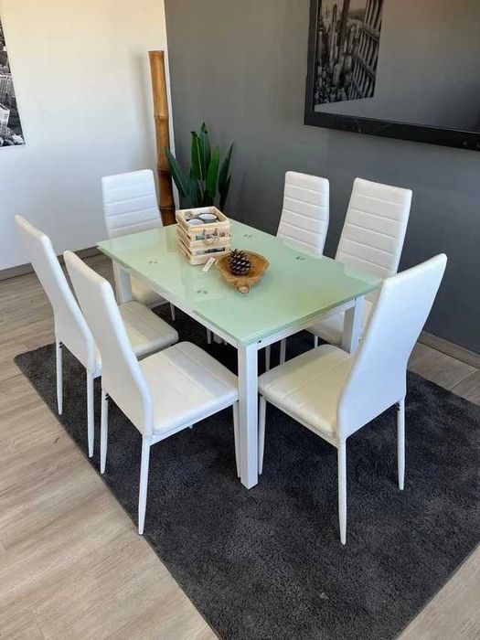 Mesa de jantar extensível com 6 cadeiras - envío gratis!
