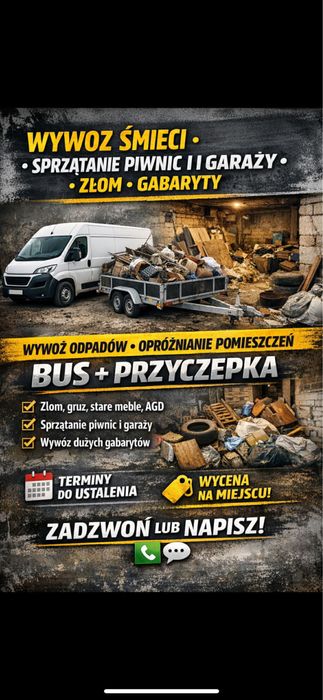 Wywóz śmieci • Sprzątanie piwnic i garaży • Złom • Gabaryty