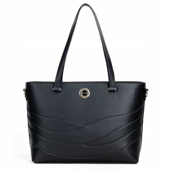 Torebka MONNARI Czarna Klasyczna Shopper Skóra Ekologiczna Duża A4