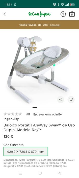 Espreguiçadeira elétrica ingenuity como nova