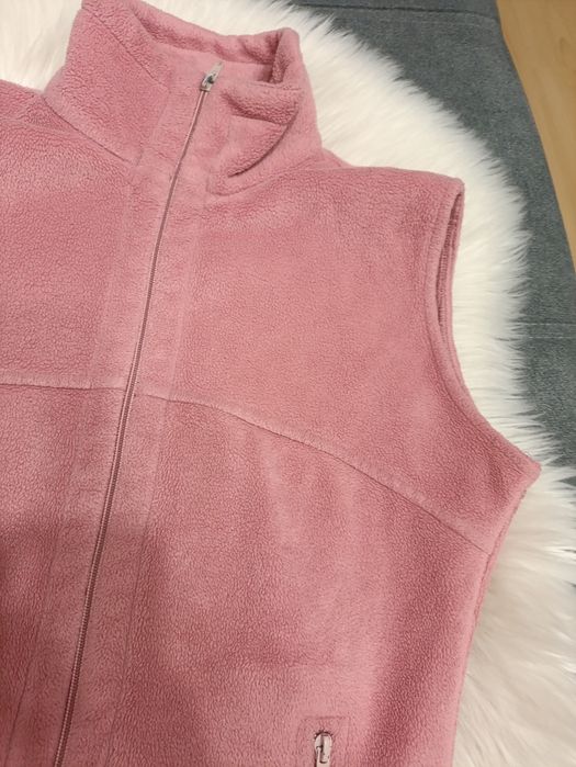 Kamizelka damska bezrękawnik polar brudny róż na suwak vintage Ewrino