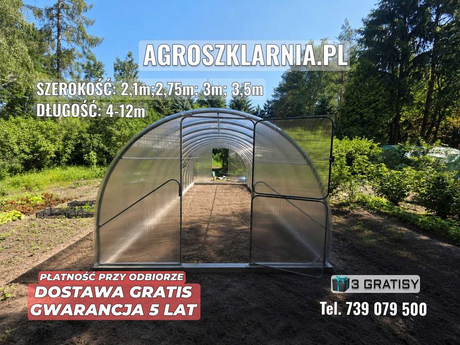 Szklarnia z poliwęglanu 3x4 3x6 3x8 3,5x6 gwarancja 5 lat gratisy