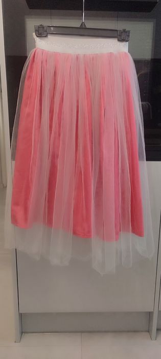 Spódnica tiulowa długa rozowo- biała na gumce