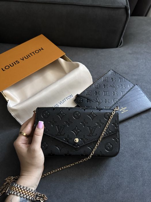 Сумка клатч шкіряна в стилі Louis Vuitton Pochette Felicie, луі вітон