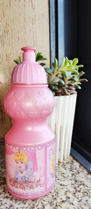 Garrafa infantil princesas — 350ml, usada em bom estado