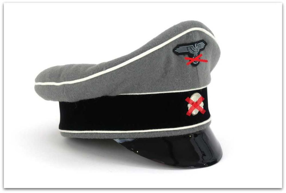 MC047 czapka oficerska SŁUŻBOWA WAFFEN-SS szara