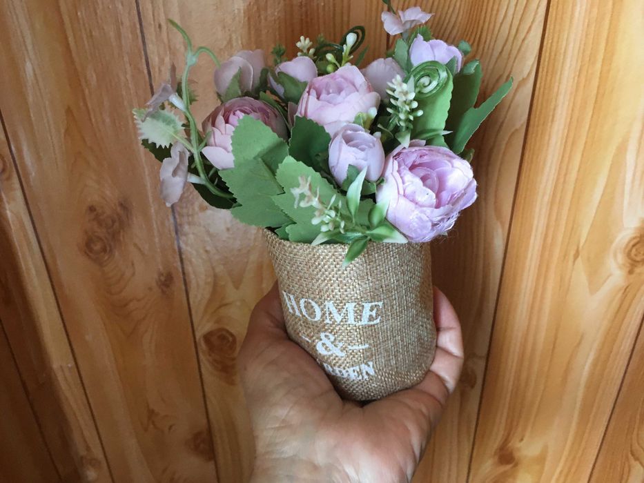 Цветы искусственные роза в горшке 16 х7 см новые