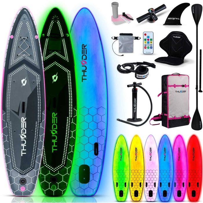 SUP Thunder Mossa з ПІДСВІТКОЮ САП борд board доска SUP дошка 320x75x15 Stand Up Paddle каяк байдарка надувний надувна AQUA MARINA MONSTER AQUAMARINA
