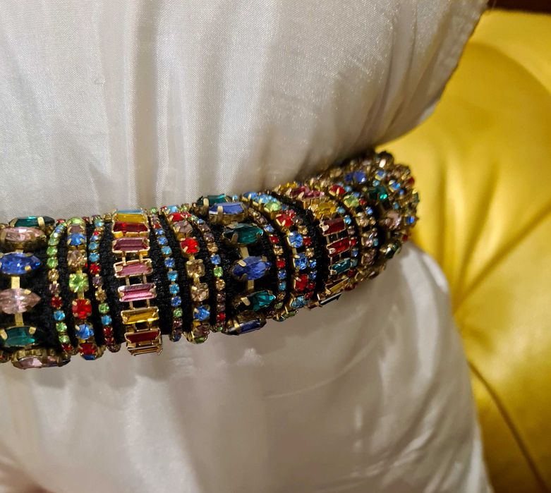 Arco para cabelo Bandolet para festa com pedras brilhantes Barroco