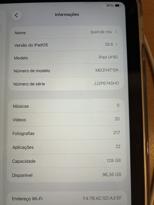 Ipad A16 128 Gb + Apple Pencil + Capa