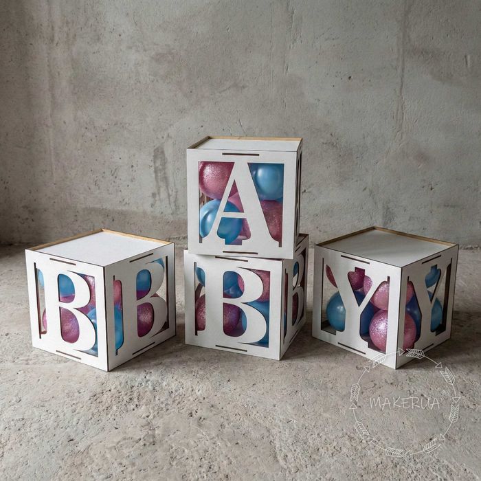 Декор для свята куби коробки BABY день народження хлопчик чи дівчинка