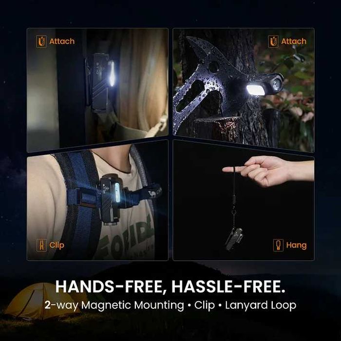 Latarka EDC mini SOFIRN ST10 1000lm, klips, magnes, akumulator USB-C