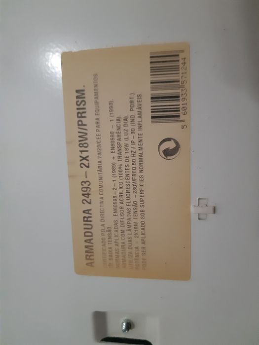 candeeiro  65cm com 2 lâmpadas fluorescente 18w cozinha