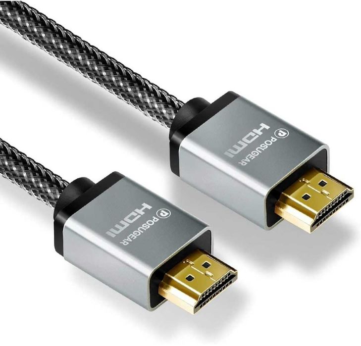 Kabel HDMI 2.0 POSUGEAR 2m 4K Ultra HD 3D ARC HDR Nylonowy Oplot Szary - Premium