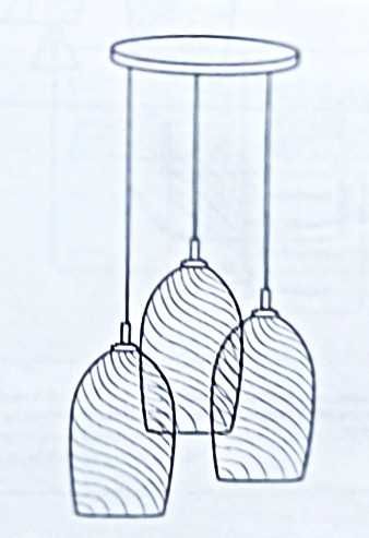 Candeeiro Suspensão 3 Cúpulas de Vidro com metal Dourado (Nova)