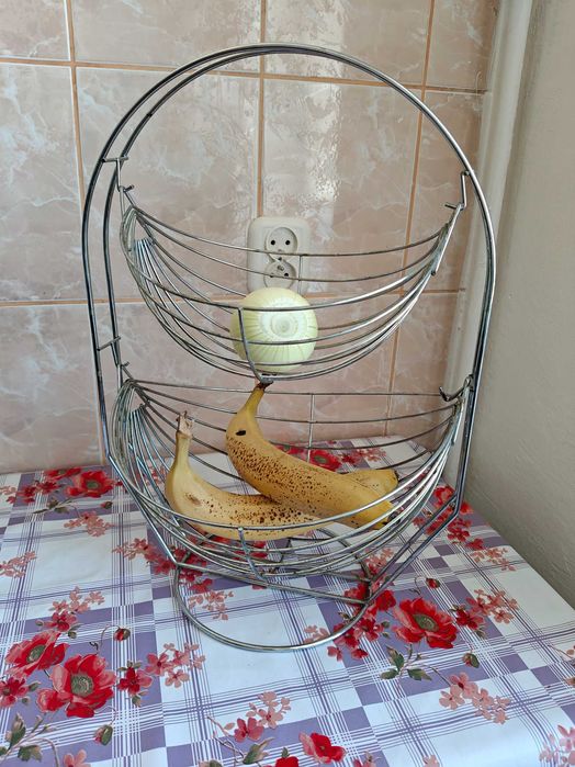 Dwupoziomowa patera hamak na owoce i warzywa, stojak kosz na owoce