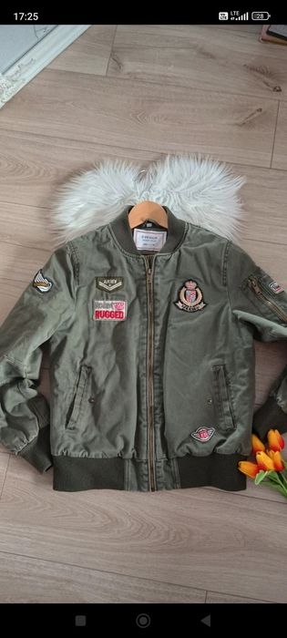 Khaki bomberka bawełna kurtka przejściowa wiosenna ocieplana militarna wojskowa S M 36 38 Z Design