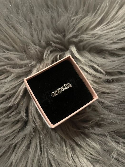 Pierścionek pleciony wzór w kolorze srebra vintage y2k basic casual