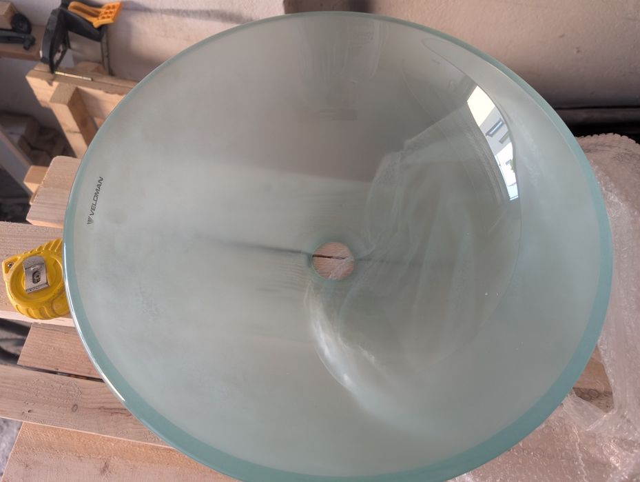 Umywalka szklana Veldman HC6016 Frozen 42 cm + bateria wodospadowa