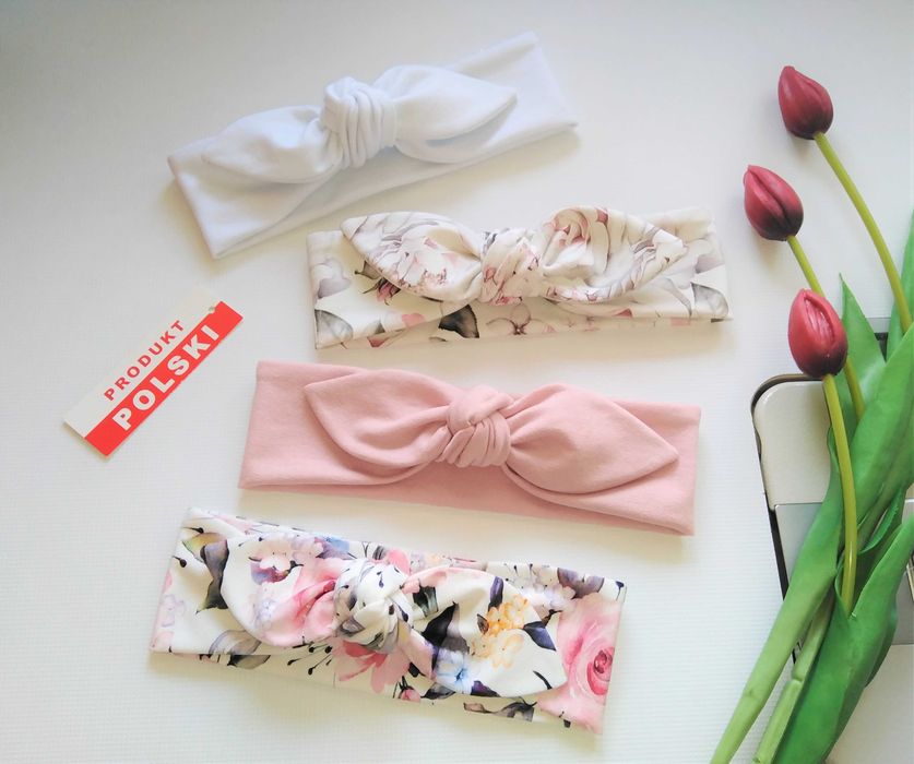 Opaski na głowę - dziewczęce - Pin up wiązane - przeplatane - 3szt.