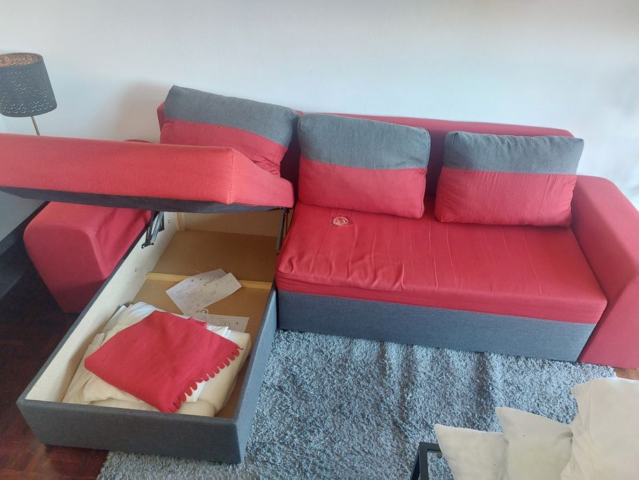 Sofá cama com chaise longue reversível