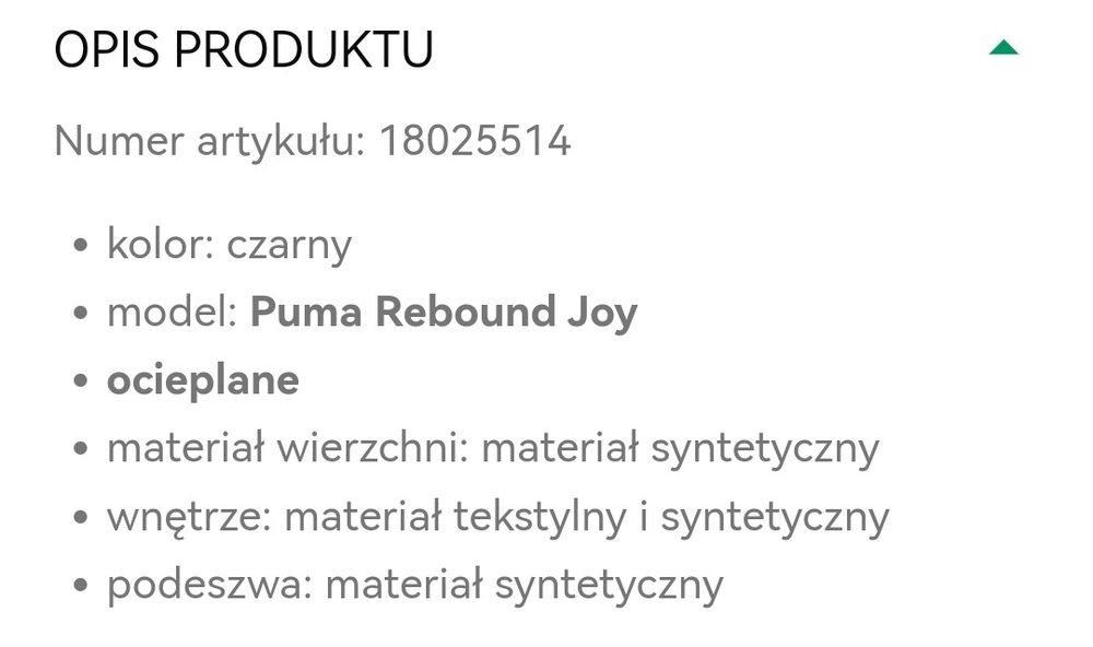 SNEAKERSY PUMA NOWE ocieplane czarne 37