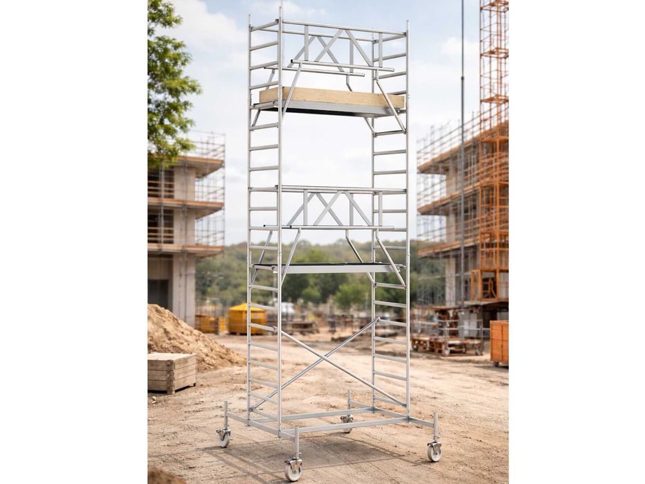 NOWE Rusztowanie aluminiowe jezdne AKSO  Comfort 190 wysokość 6.3m