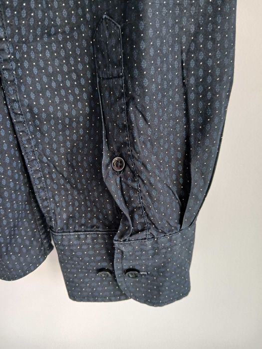 Granatowa koszula męska w kropki wzorki rozmiar L