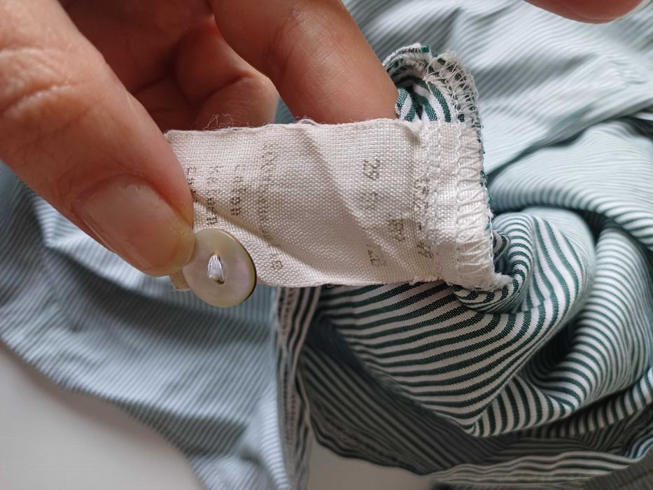 Koszula w Paski Prążki Bawełniana Biała Niebieska 44 XXL