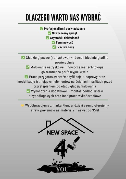 gładzie (natryskowo) / malowanie (natryskowo)