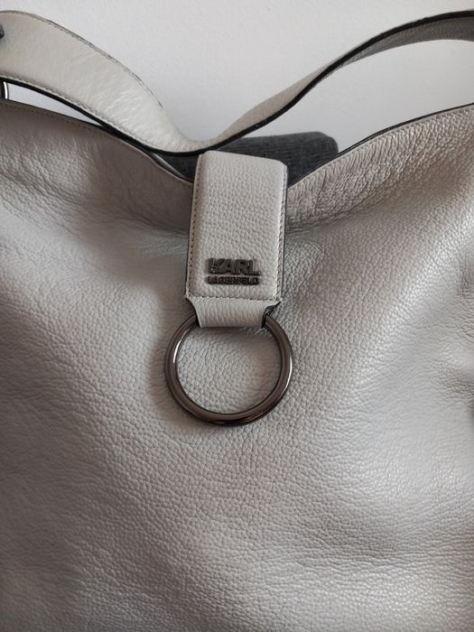 Szara torba na ramię Karl Lagerfeld skórzana