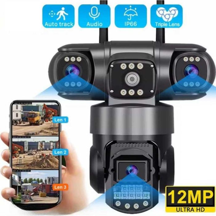 Камера наружная поворотная уличная WIFI V380 SC28-4G 4Mp на сим-карте