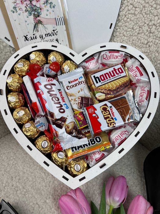 Подарунок на 14 ЛЮТОГО! Бокс з солодощами, смаколиками, шоколадний