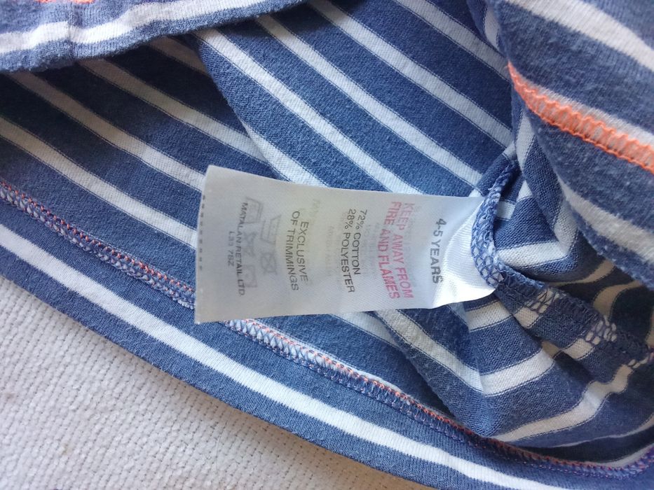 Koszulka T-shirt w paski z rekinem 4-5 lat 104-110 Matalan