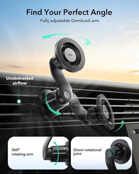 Магнитный автодержатель ESR OmniLock Magnetic Air Vent Car Mount Black
