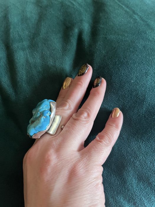 Srebrny pierscionek z duzym turkusem