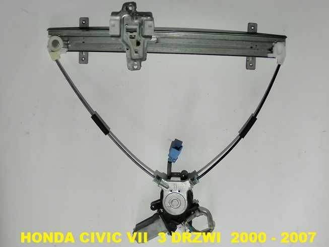 Honda Civic VII 3d 3 drzwi 6 PIN 2000-2007 Oryginalny Podnośnik Mechanizm Szyby Przód Lewy [6e]