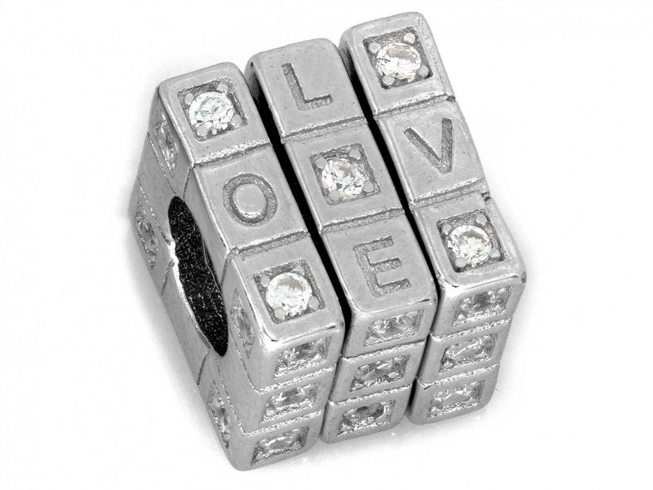 Zawieszka srebrna 925 charms do bransoletki kostka Rubika