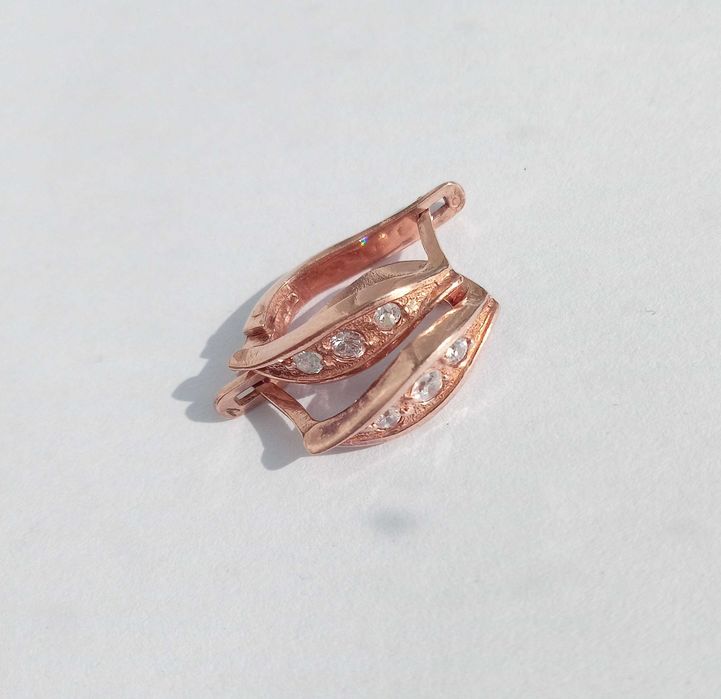 Серьги сережки с камнями серебро 925 проба Позолота