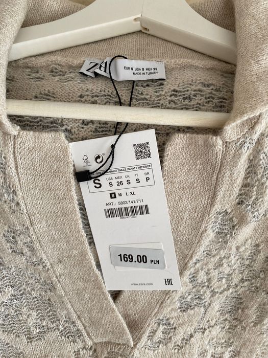 Zara sukienka z dzianiny pointelle