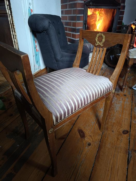 Komplet: ludwikowski fotel i krzesełko rzymskie