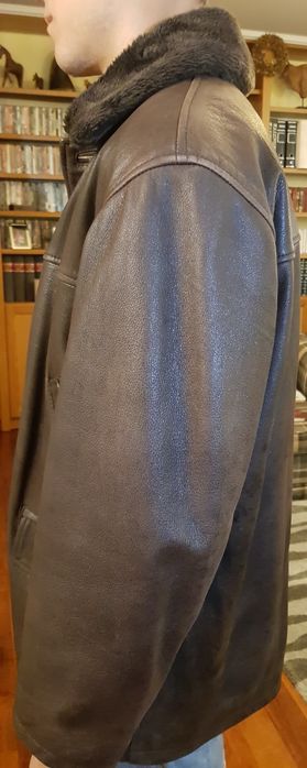 Casaco/parka em pele castanha