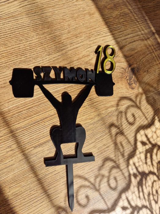 Topper na tort dla niego, siłacz UWAGA imię do personalizacji