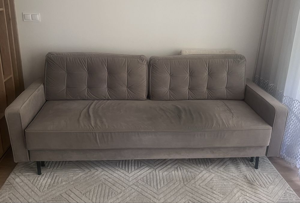 Sofa BRW , beżowa, welur
