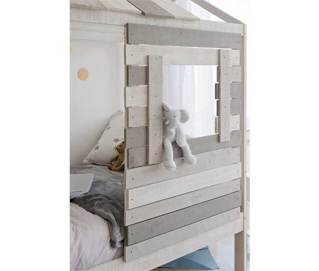 Cama Cabana Dupla 90x190cm branco e cinza + 1 colchão