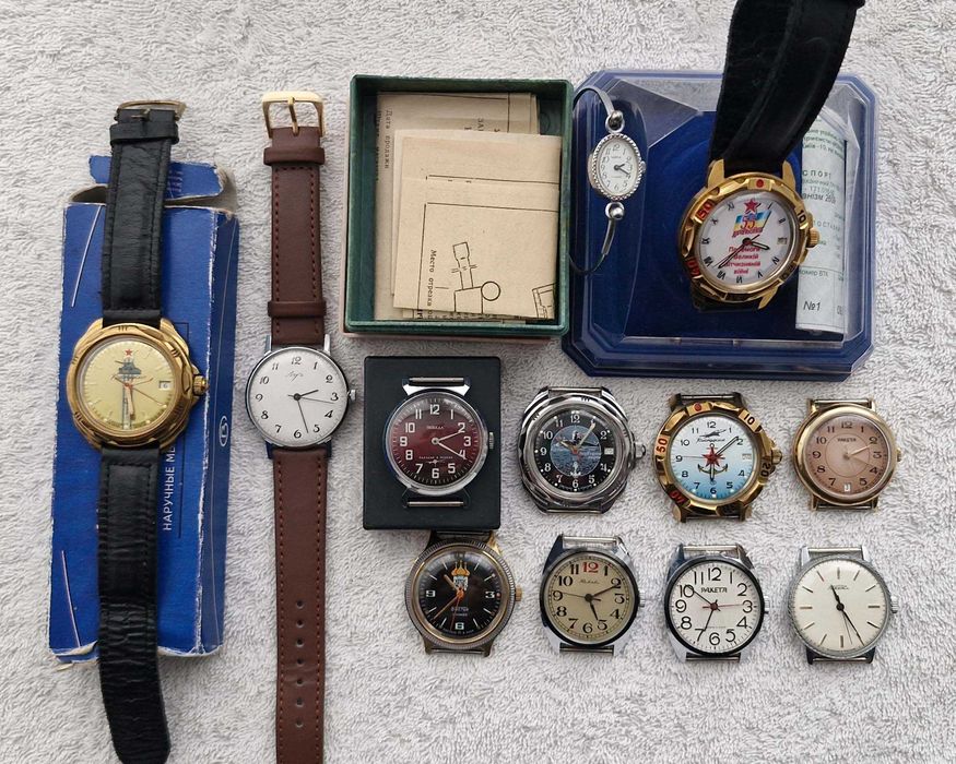 Восток, Амфибия, Полет, Автоподзавод, Позолоченные, Слава, Победа, Луч