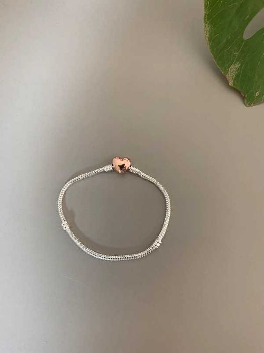 Srebrna Bransoletka na Charmsy•SERCE•Rose Gold•Prezent NA DZIEŃ MATKI