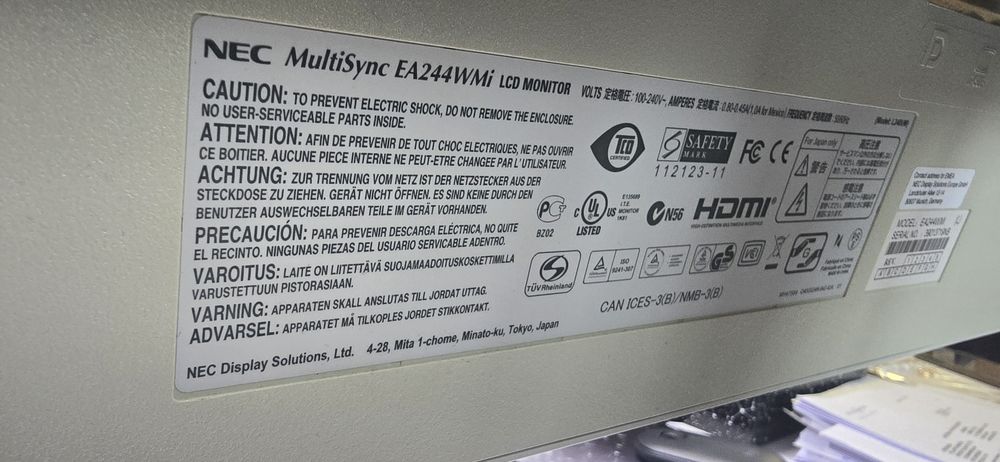 Monitor NEC MultiSync EA244 WMi