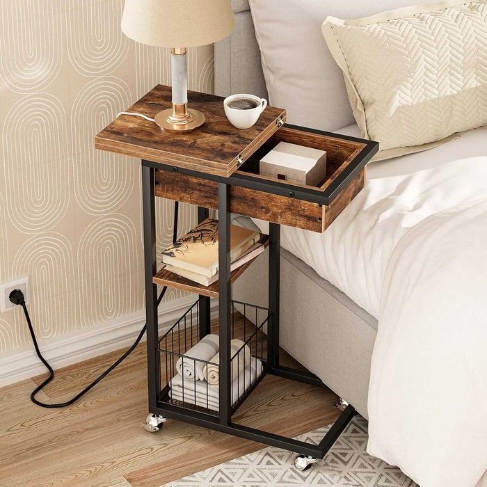 Side Table, Nightstand, Coffee Table with Electrical Socket + USB Ports64552102473217120