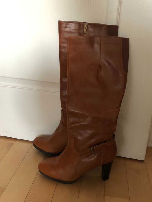 Kozaki Pier One, skóra, rude, 39